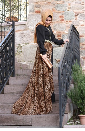 Pınar Şems Abiye Elbise 3004-01 Leopar